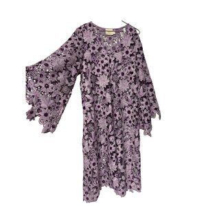 Anthropologie Maeve Lavender Floral Lace Cut Out Kaftan Women’s One Size